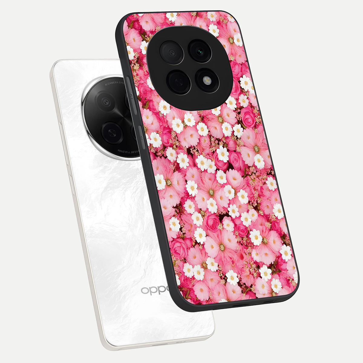  Pink Daisy Bliss phone case For Oppo F29 Pro 5G showing premium glass back cover with detailed artwork
