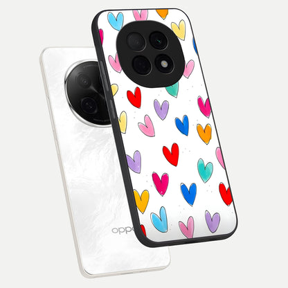  Playful Love Doodles phone case For Oppo F29 Pro 5G showing premium glass back cover with detailed artwork