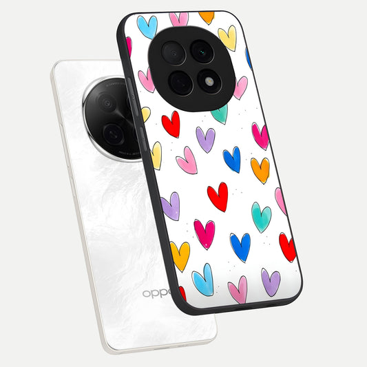  Playful Love Doodles phone case For Oppo F29 Pro 5G showing premium glass back cover with detailed artwork