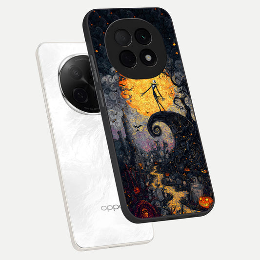  Pumpkin Moon Night phone case For Oppo F29 Pro 5G showing premium glass back cover with detailed artwork