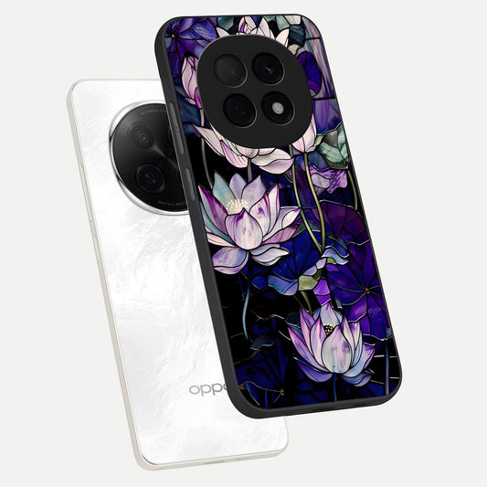  Purple Lotus Pattern phone case For Oppo F29 Pro 5G showing premium glass back cover with detailed artwork