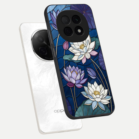  Purple Lotus Stained phone case For Oppo F29 Pro 5G showing premium glass back cover with detailed artwork