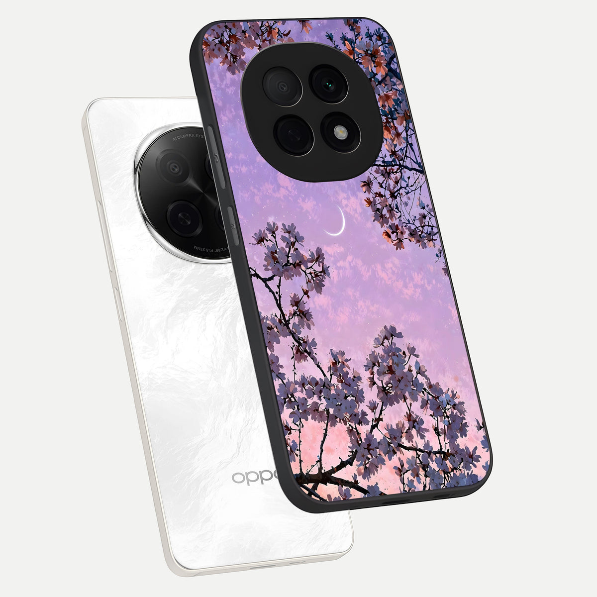  Purple Serenity Moon phone case For Oppo F29 Pro 5G showing premium glass back cover with detailed artwork