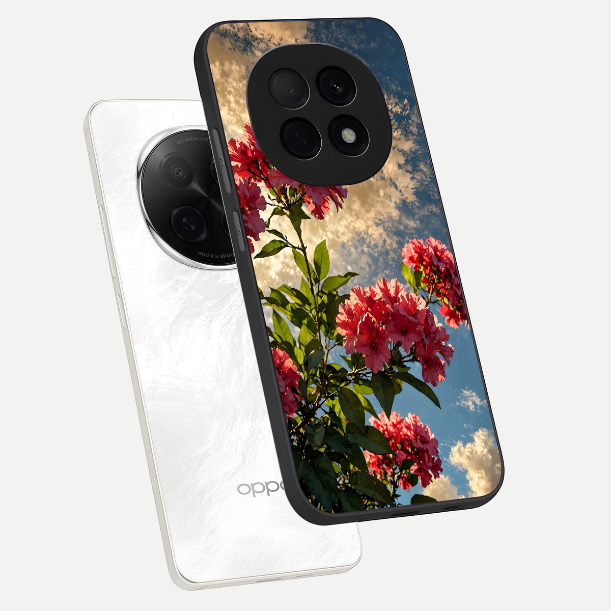  Red Bloom Skies phone case For Oppo F29 Pro 5G showing premium glass back cover with detailed artwork