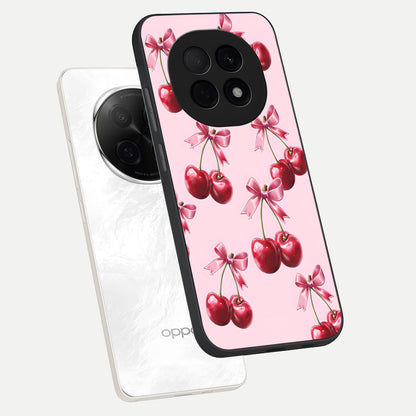  Red Cherries Pattern phone case For Oppo F29 Pro 5G showing premium glass back cover with detailed artwork