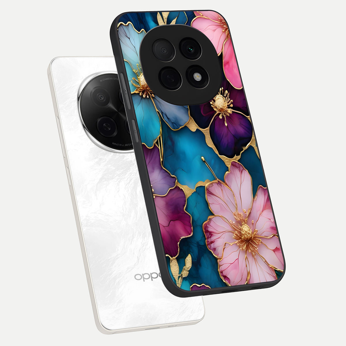  Sparkle Floral phone case For Oppo F29 Pro 5G showing premium glass back cover with detailed artwork