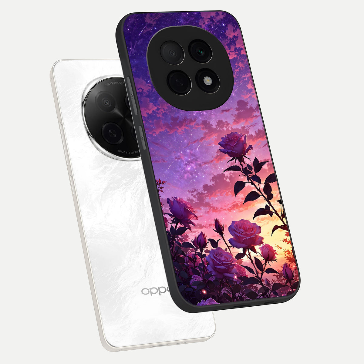  Starlit Rose Twilight phone case For Oppo F29 Pro 5G showing premium glass back cover with detailed artwork