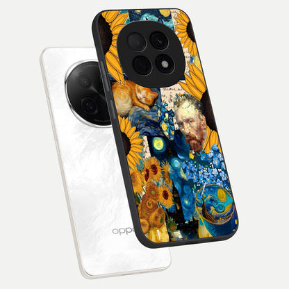  Sunflower Chic Mood Custom Name phone case For Oppo F29 Pro 5G showing premium glass back cover with detailed artwork