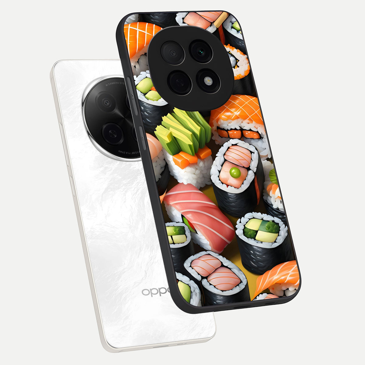  Sushi Food Pattern phone case For Oppo F29 Pro 5G showing premium glass back cover with detailed artwork