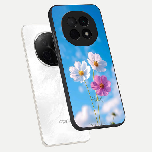  Tripple Flowers With Sky phone case For Oppo F29 Pro 5G showing premium glass back cover with detailed artwork