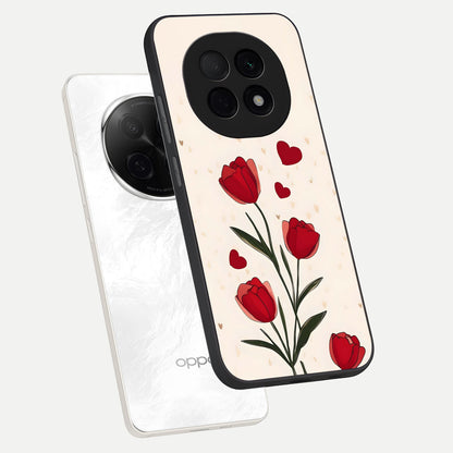  Tulip With Heart phone case For Oppo F29 Pro 5G showing premium glass back cover with detailed artwork