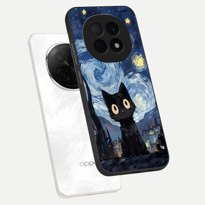  Van Gogh Cat phone case For Oppo F29 Pro 5G showing premium glass back cover with detailed artwork