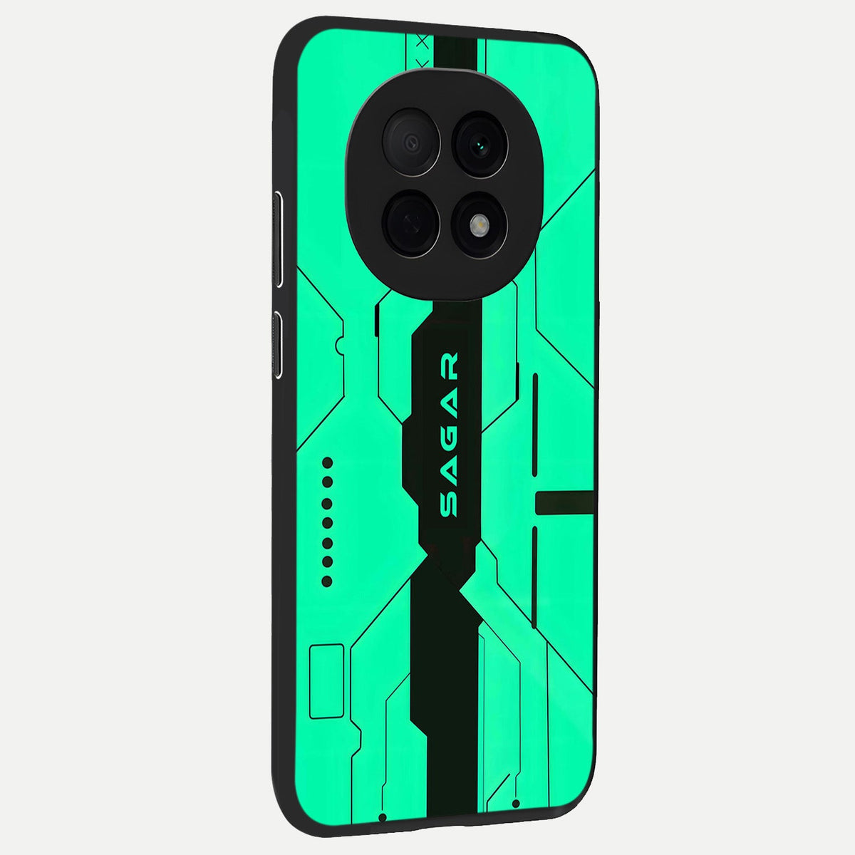  Aqua Tech CYBERPUNK Custom Name back cover For Oppo F29 Pro 5G slim fit glass case with vibrant aesthetic design