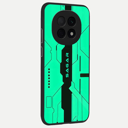  Aqua Tech CYBERPUNK Custom Name back cover For Oppo F29 Pro 5G slim fit glass case with vibrant aesthetic design