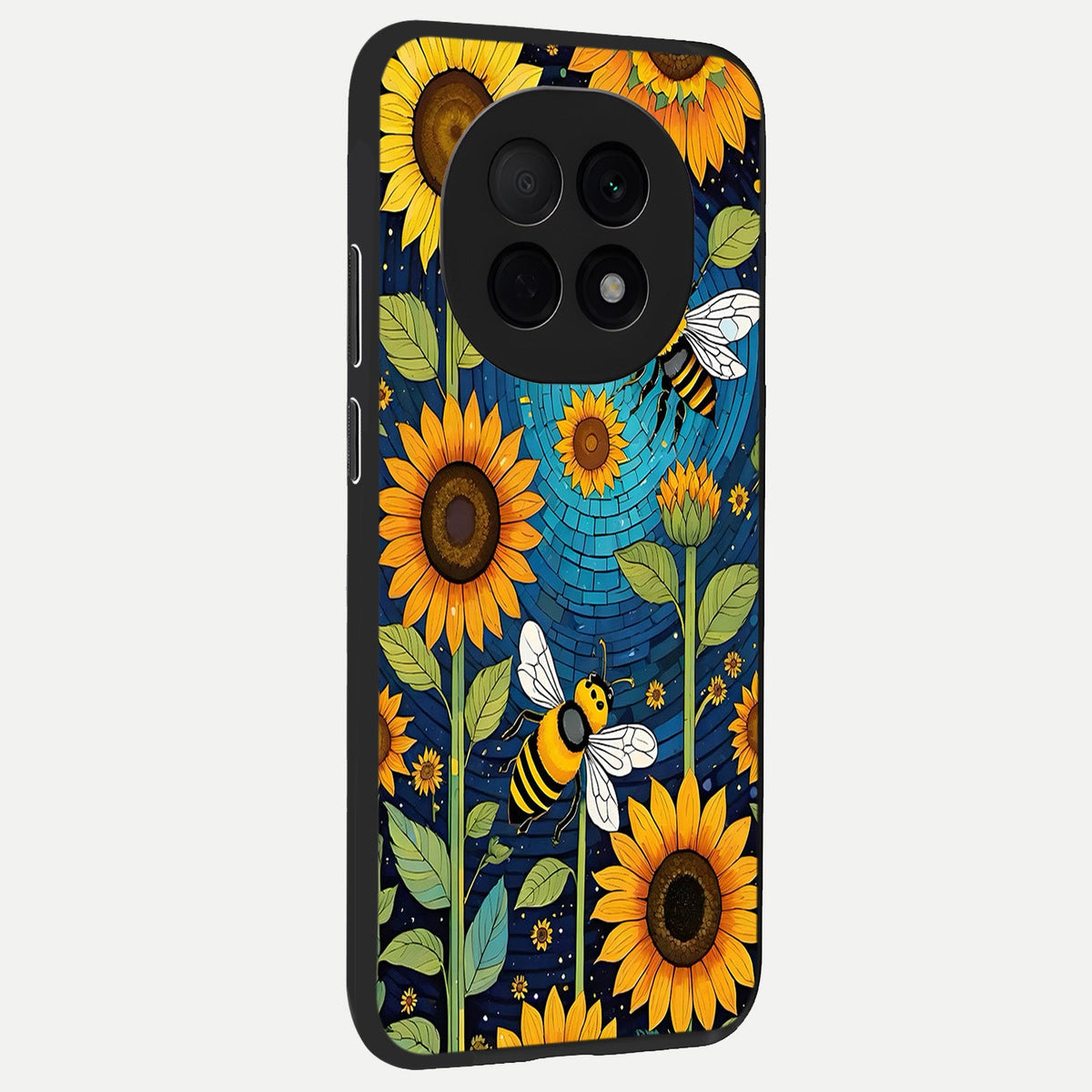  Bees And Sunflowers back cover For Oppo F29 Pro 5G slim fit glass case with vibrant aesthetic design