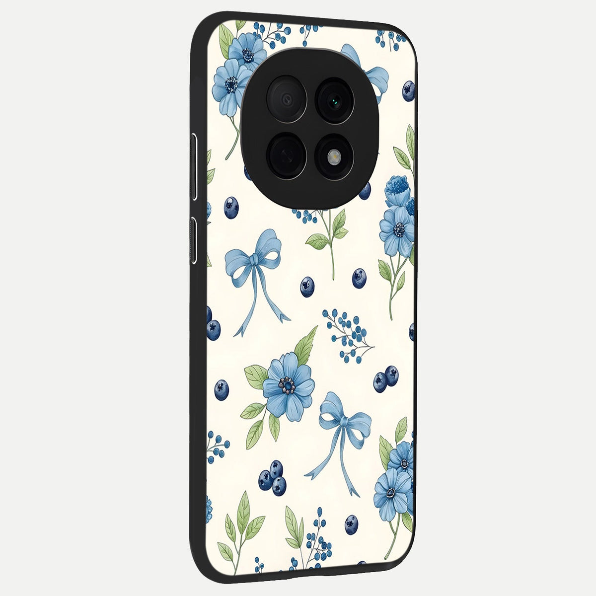  Blue Flower And Bow back cover For Oppo F29 Pro 5G slim fit glass case with vibrant aesthetic design