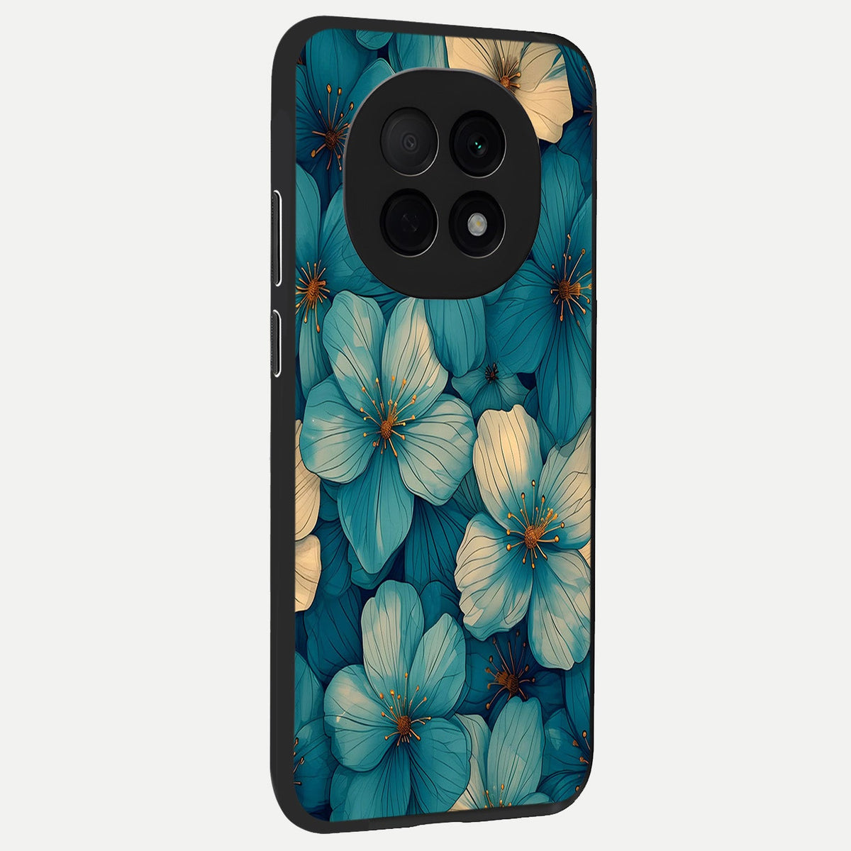  Blue Shade Floral back cover For Oppo F29 Pro 5G slim fit glass case with vibrant aesthetic design