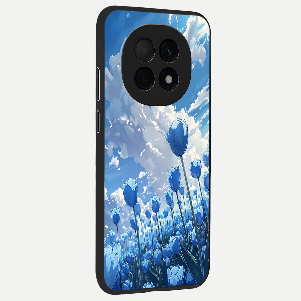  Blue Tulip Clouds back cover For Oppo F29 Pro 5G slim fit glass case with vibrant aesthetic design