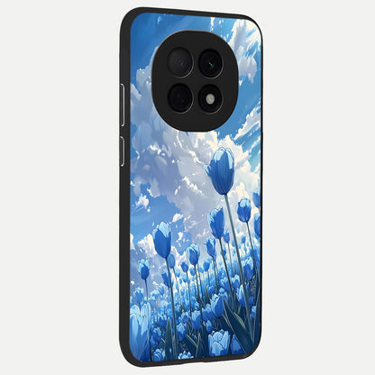  Blue Tulip Clouds back cover For Oppo F29 Pro 5G slim fit glass case with vibrant aesthetic design