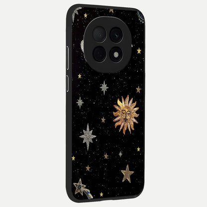  Celestial Moon With Stars back cover For Oppo F29 Pro 5G slim fit glass case with vibrant aesthetic design