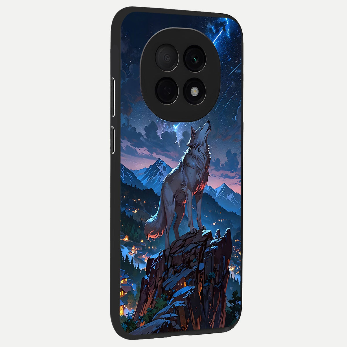  Celestial Wolf Howl back cover For Oppo F29 Pro 5G slim fit glass case with vibrant aesthetic design