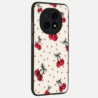  Cherry Heart Bow back cover For Oppo F29 Pro 5G slim fit glass case with vibrant aesthetic design