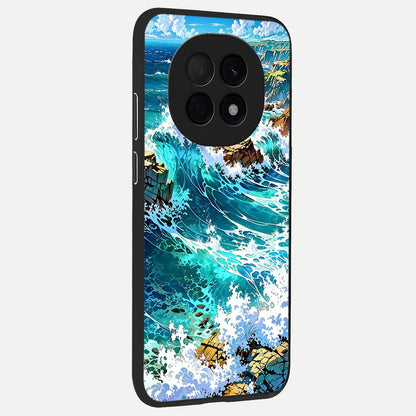  Coastal Blue Waves back cover For Oppo F29 Pro 5G slim fit glass case with vibrant aesthetic design