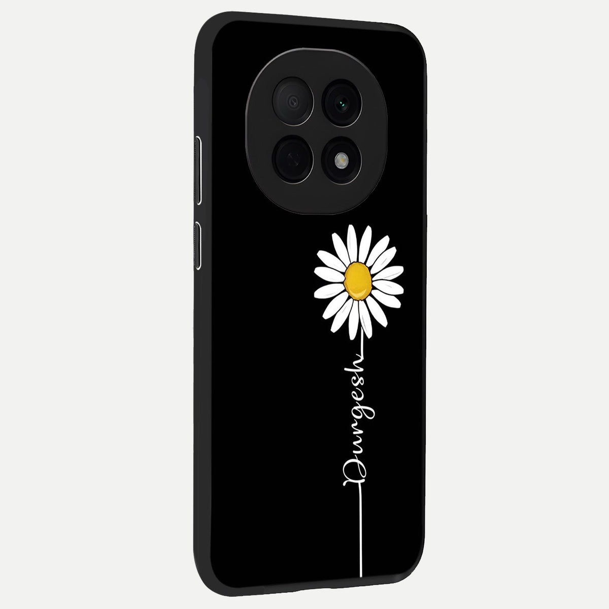  Custom Name White Flower back cover For Oppo F29 Pro 5G slim fit glass case with vibrant aesthetic design