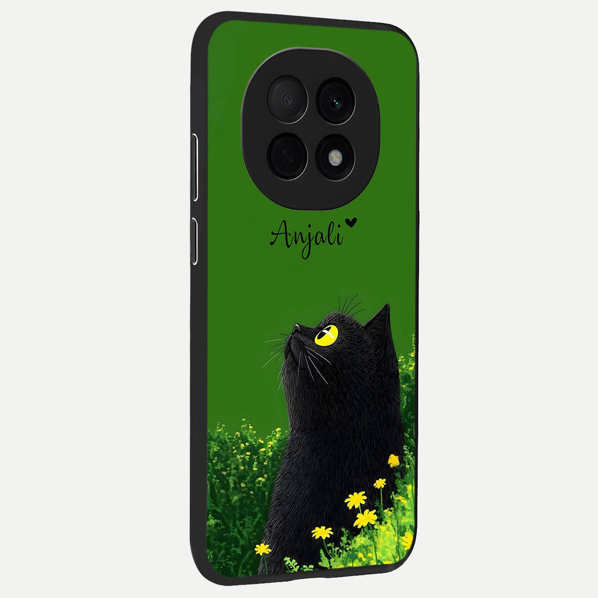  Emerald Cat Custom Name back cover For Oppo F29 Pro 5G slim fit glass case with vibrant aesthetic design
