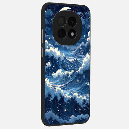  Ocean Moon Waves back cover For Oppo F29 Pro 5G slim fit glass case with vibrant aesthetic design