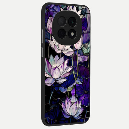  Purple Lotus Pattern back cover For Oppo F29 Pro 5G slim fit glass case with vibrant aesthetic design