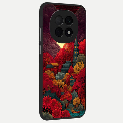  Scarlet Autumn Temple back cover For Oppo F29 Pro 5G slim fit glass case with vibrant aesthetic design