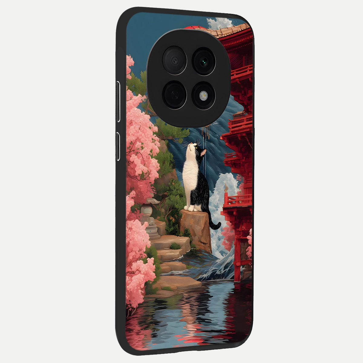  Temple Cat Scenery back cover For Oppo F29 Pro 5G slim fit glass case with vibrant aesthetic design