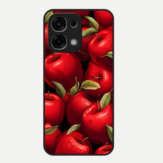  Apple Pattern Glass Case For Oppo F33 5G back cover – full design glossy printed glass finish