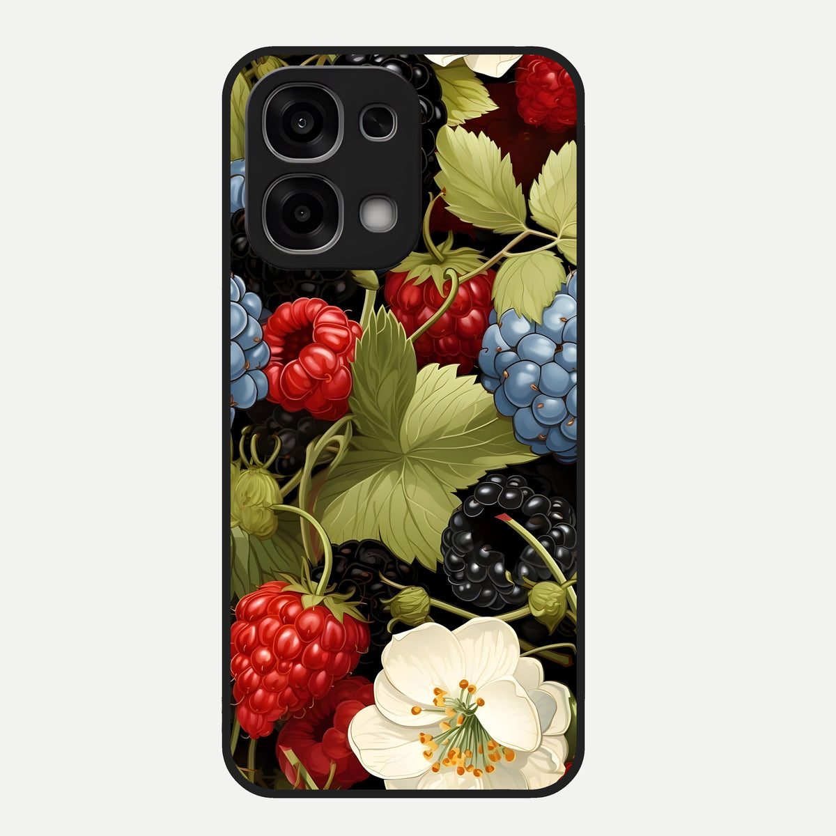  Berry Bloom Charm Glass Case For Oppo F33 5G back cover – full design glossy printed glass finish