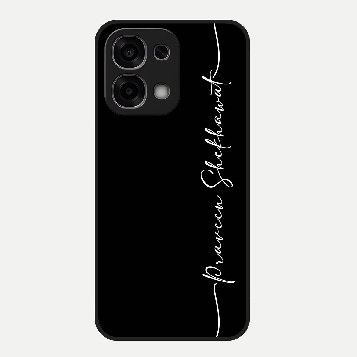  Black Tune Custom Name Glass Case For Oppo F33 5G back cover – full design glossy printed glass finish
