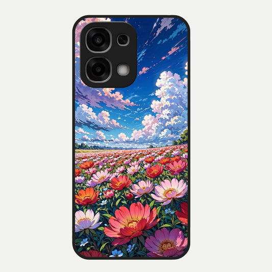  Blossom Sky Field Glass Case For Oppo F33 5G back cover – full design glossy printed glass finish