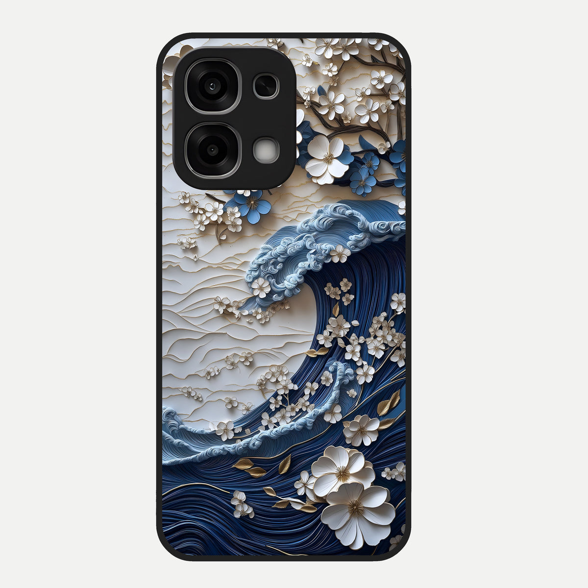  Blossom Wave Art Glass Case For Oppo F33 5G back cover – full design glossy printed glass finish