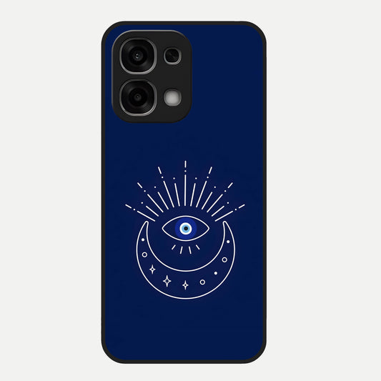  Blue Evil Eye Glass Case For Oppo F33 5G back cover – full design glossy printed glass finish