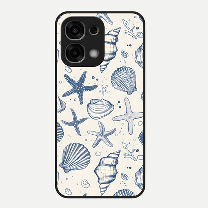  Blue Ocean Outline Glass Case For Oppo F33 5G back cover – full design glossy printed glass finish