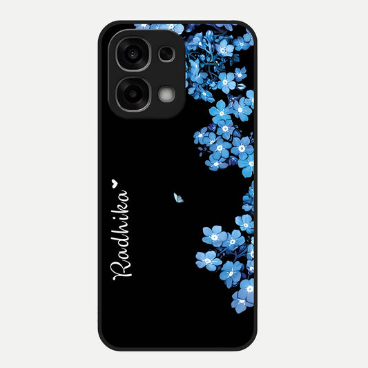  Blue Petal Dream Custom Name Glass Case For Oppo F33 5G back cover – full design glossy printed glass finish