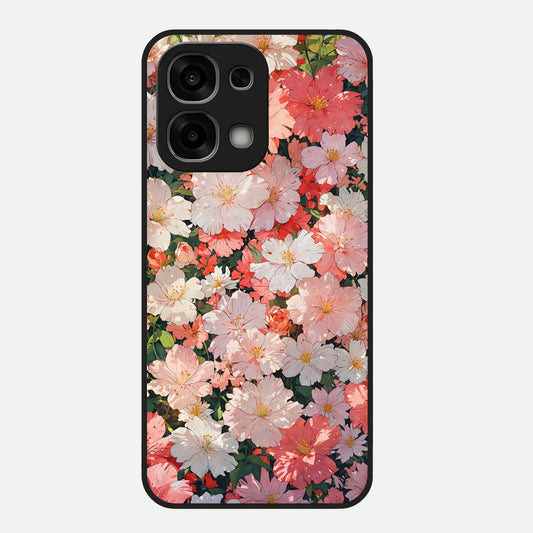  Blush Bloom Field Glass Case For Oppo F33 5G back cover – full design glossy printed glass finish
