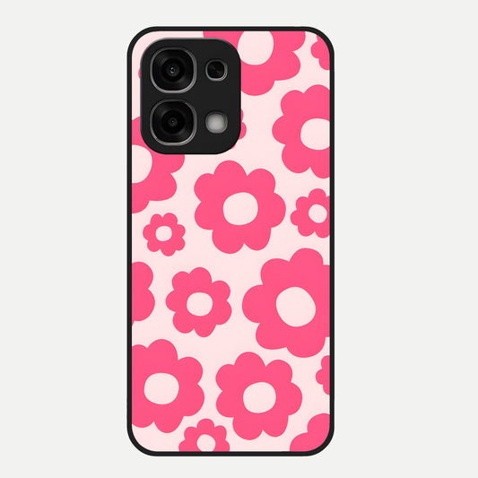  Blush Flower Pop Glass Case For Oppo F33 5G back cover – full design glossy printed glass finish