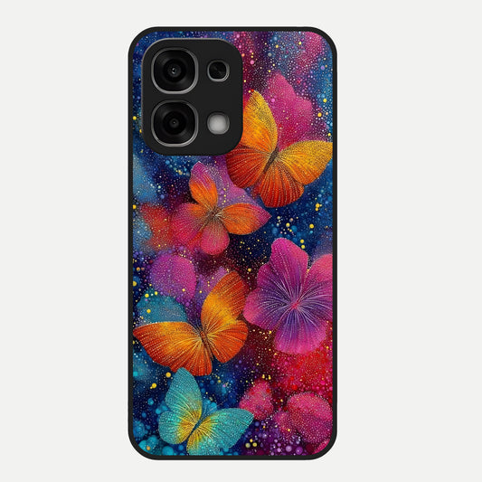  Butterfly Dream Mist Glass Case For Oppo F33 5G back cover – full design glossy printed glass finish