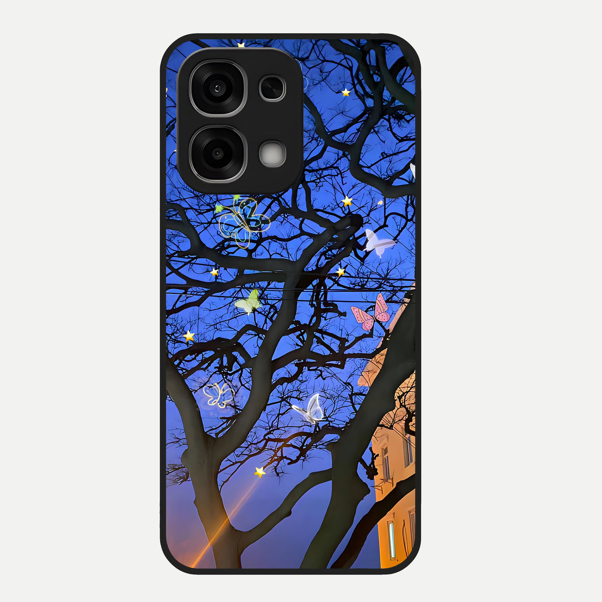  Butterfly Night Magic Glass Case For Oppo F33 5G back cover – full design glossy printed glass finish