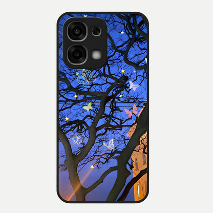  Butterfly Night Magic Glass Case For Oppo F33 5G back cover – full design glossy printed glass finish