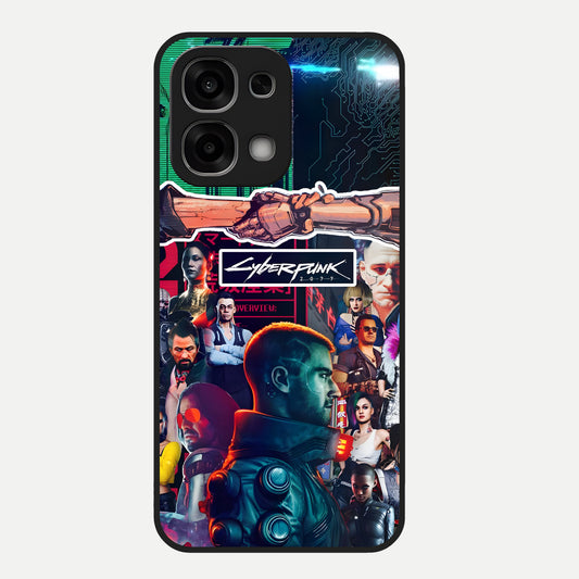  CYBERPUNK Legacy Glass Case For Oppo F33 5G back cover – full design glossy printed glass finish