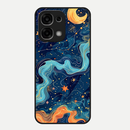  Celestial Dream Flow Glass Case For Oppo F33 5G back cover – full design glossy printed glass finish