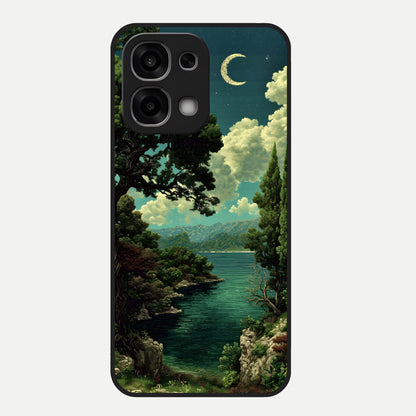  Celestial Lake Peace Glass Case For Oppo F33 5G back cover – full design glossy printed glass finish