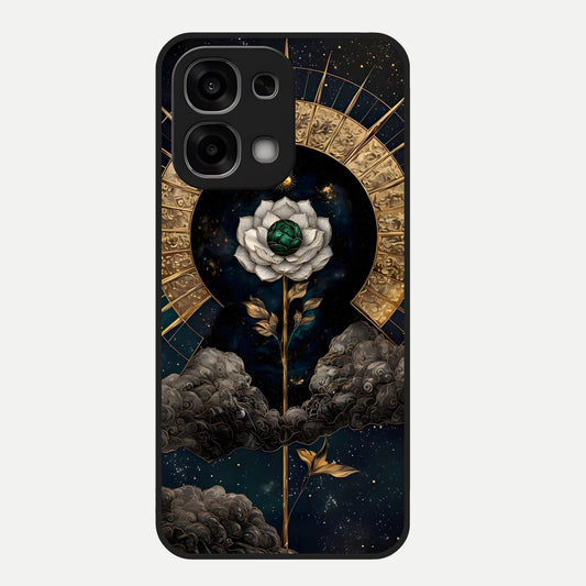  Celestial Lotus Morang Glass Case For Oppo F33 5G back cover – full design glossy printed glass finish